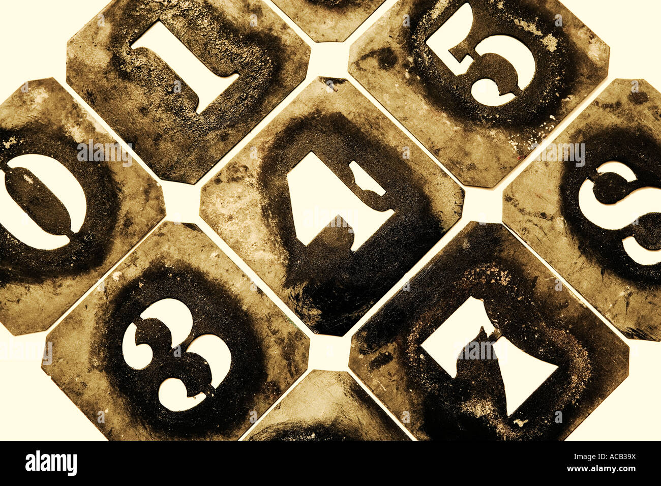 Metal stencil numbers Stock Photo