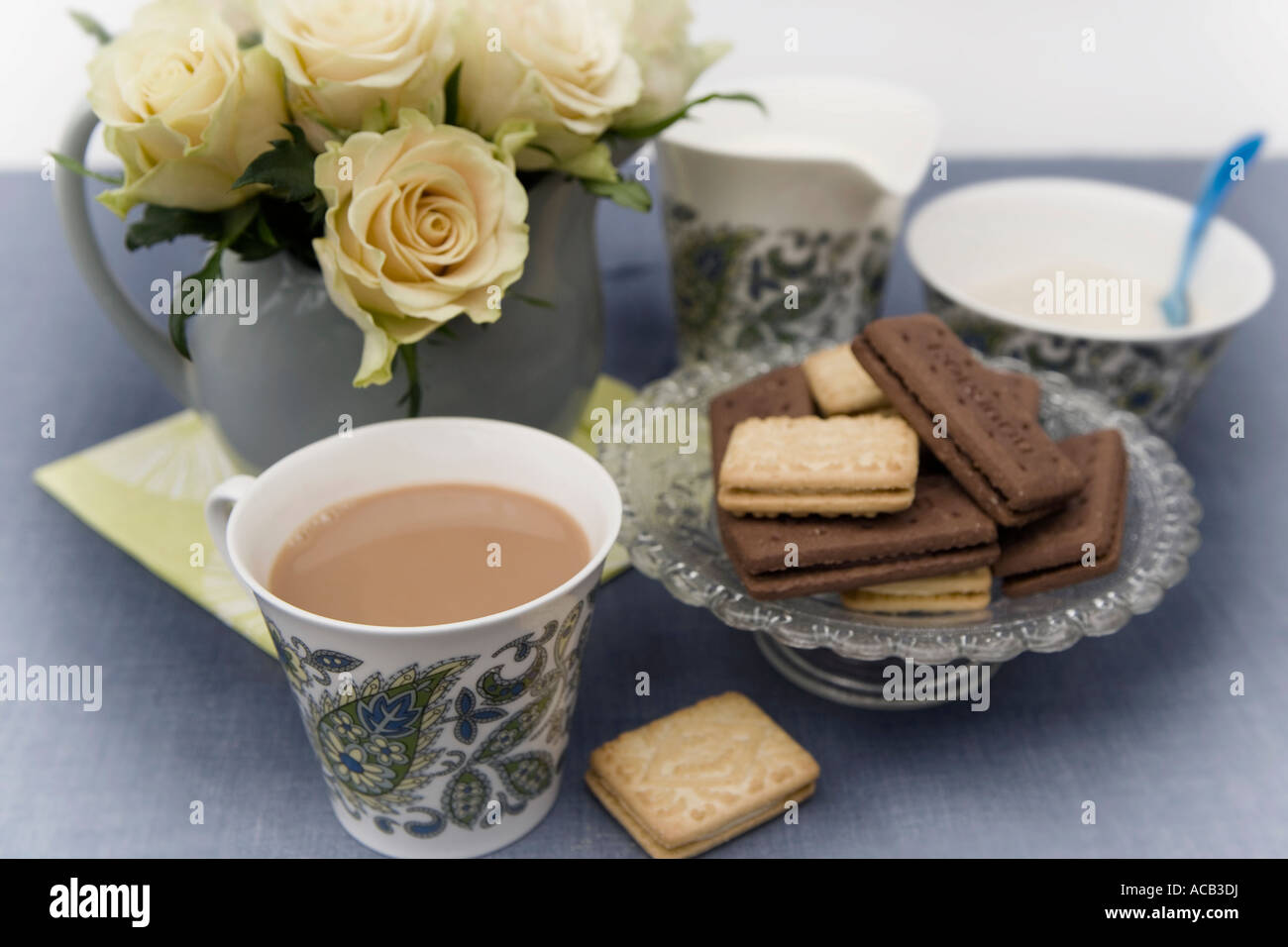 Retro style teatime setting Stock Photo