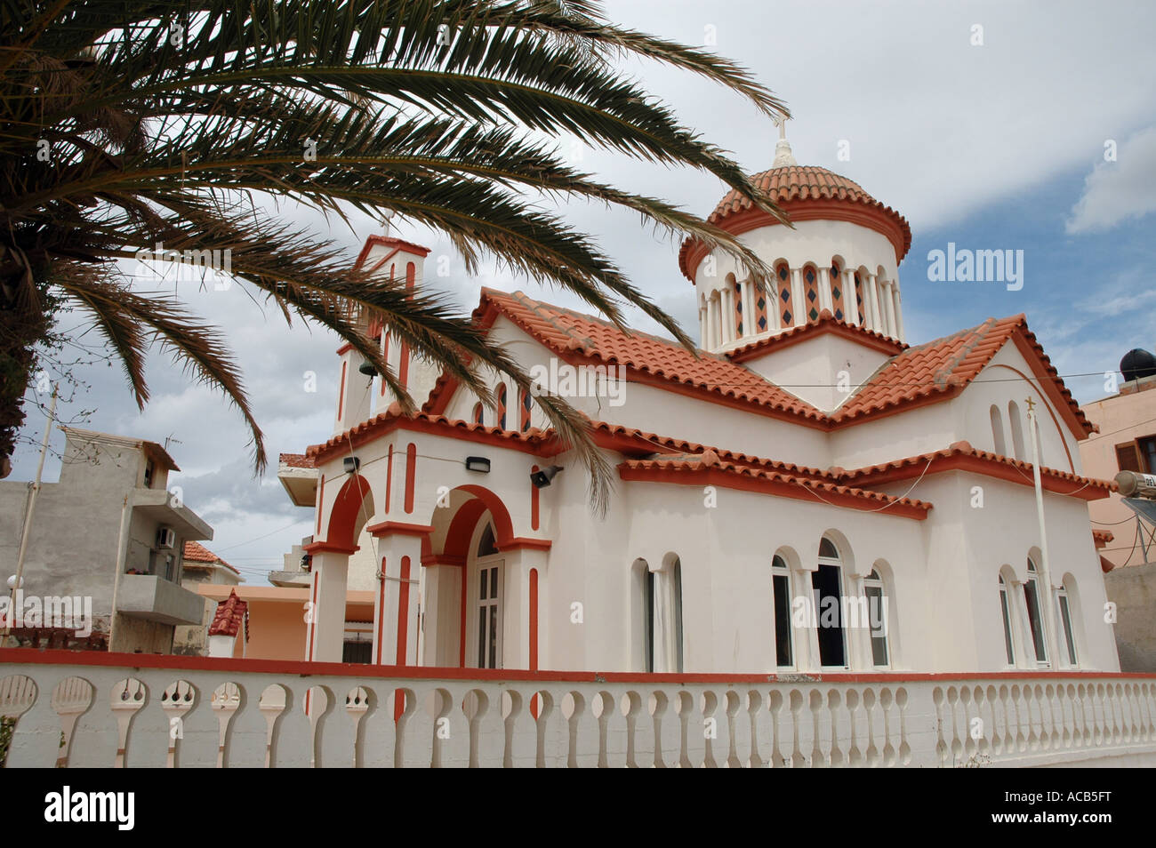 Small orthodox church in Kissamos town, greek isle of Crete Stock Photo