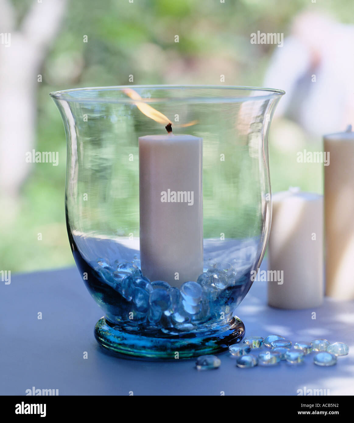 Candle In Glass Bowl Stock Photo Alamy