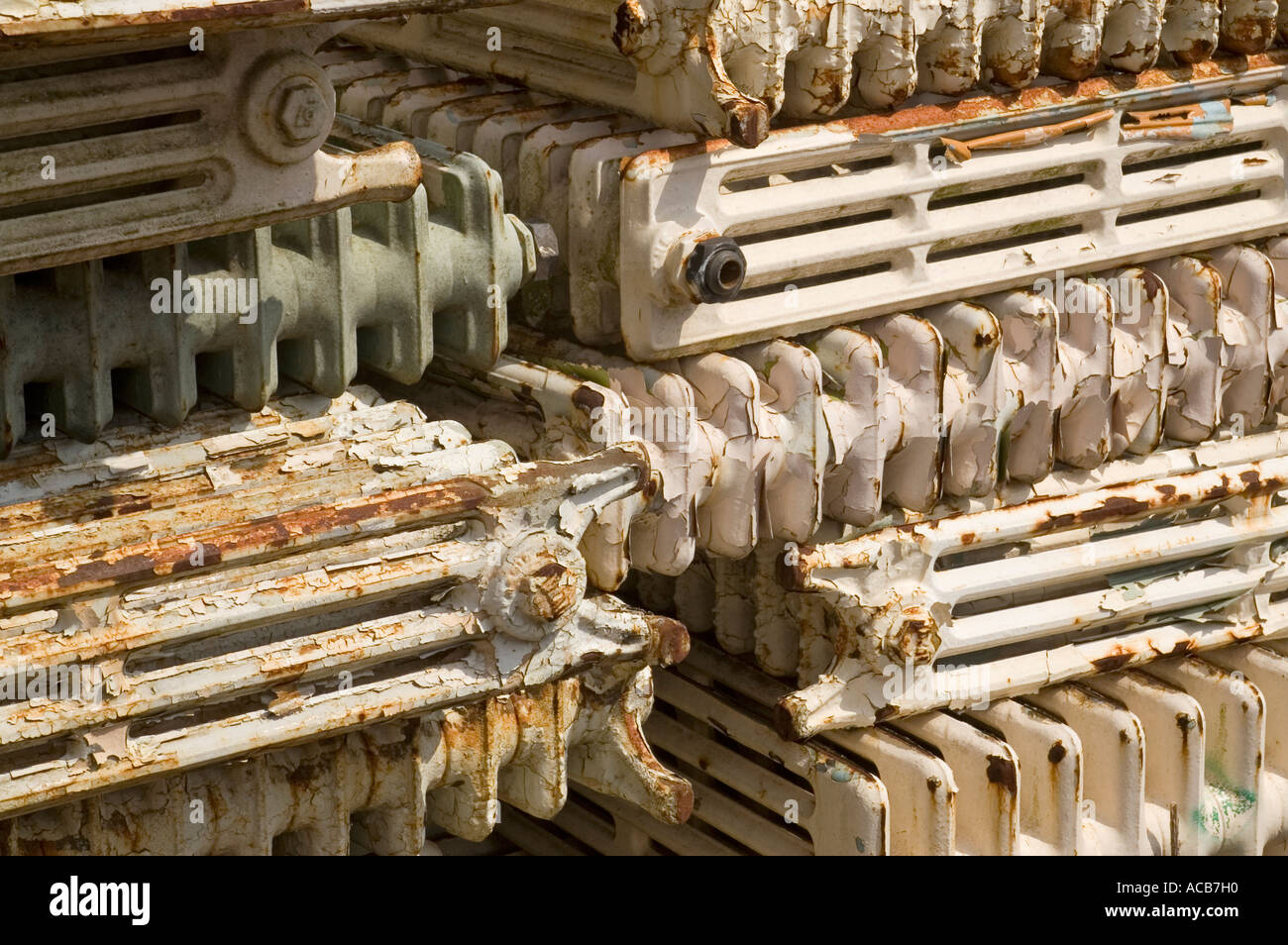 Cast iron radiators at reclamation yard ENGLAND UK Stock Photo - Alamy