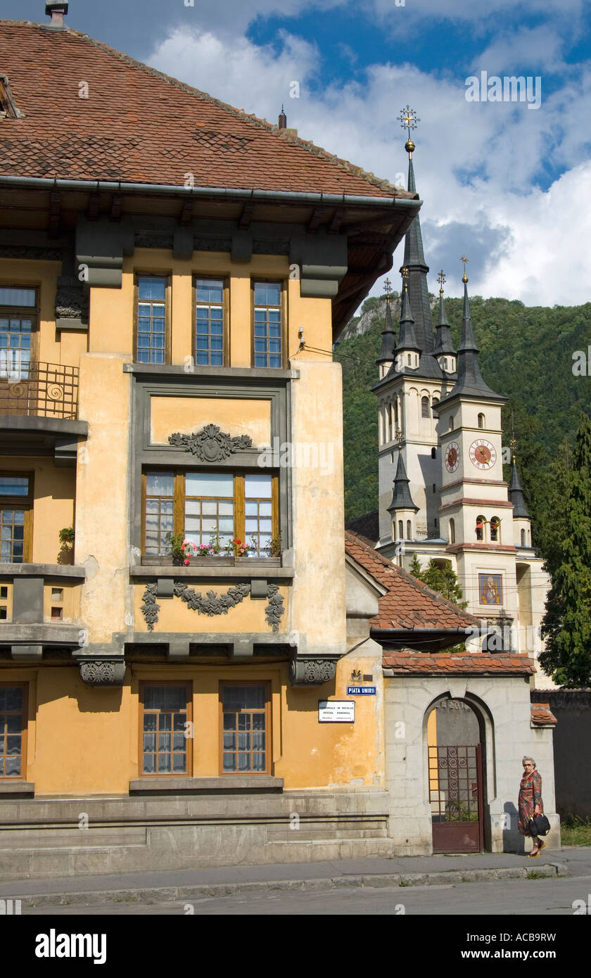 Brasov, Transylvania, Romania. Piata Unirii (square) St Nicholas Cathedral (St Nicholai din