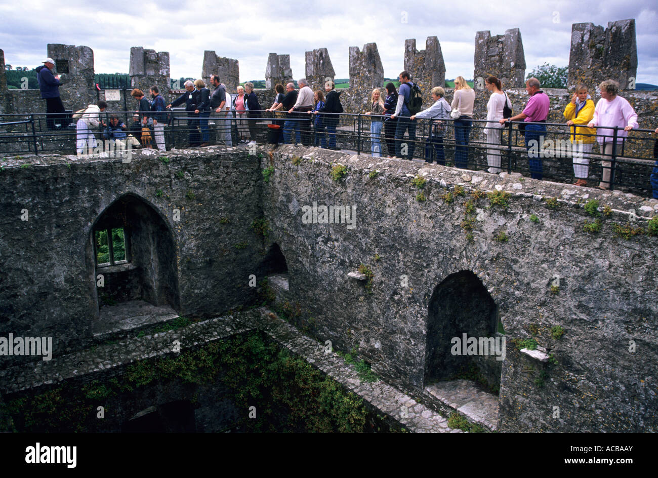 Queue to kiss the Blarney Stone, Blarney Castle, Co Cork, Republic of Ireland. Stock Photo