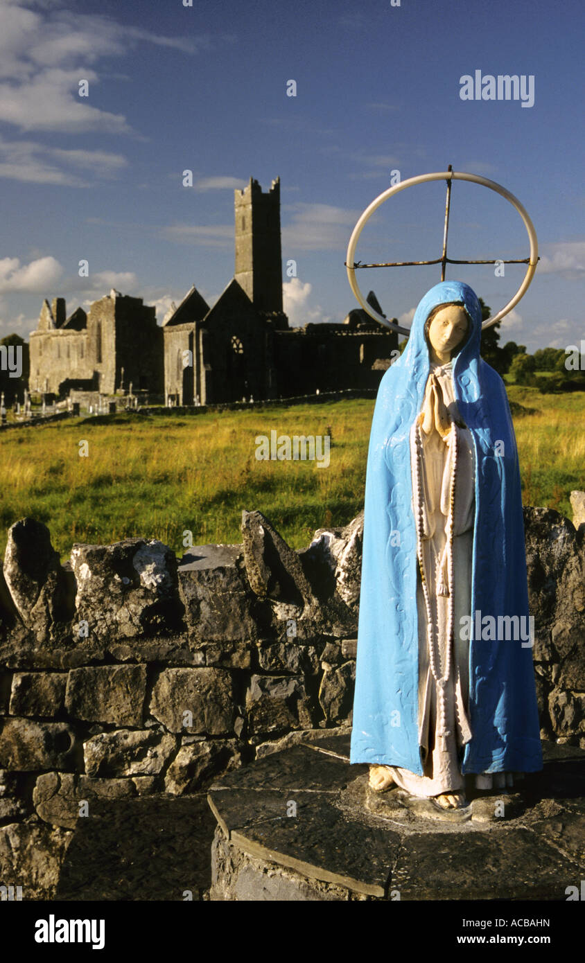 Madonna outside Quin Abbey, County Clare, Republic of Ireland Stock Photo