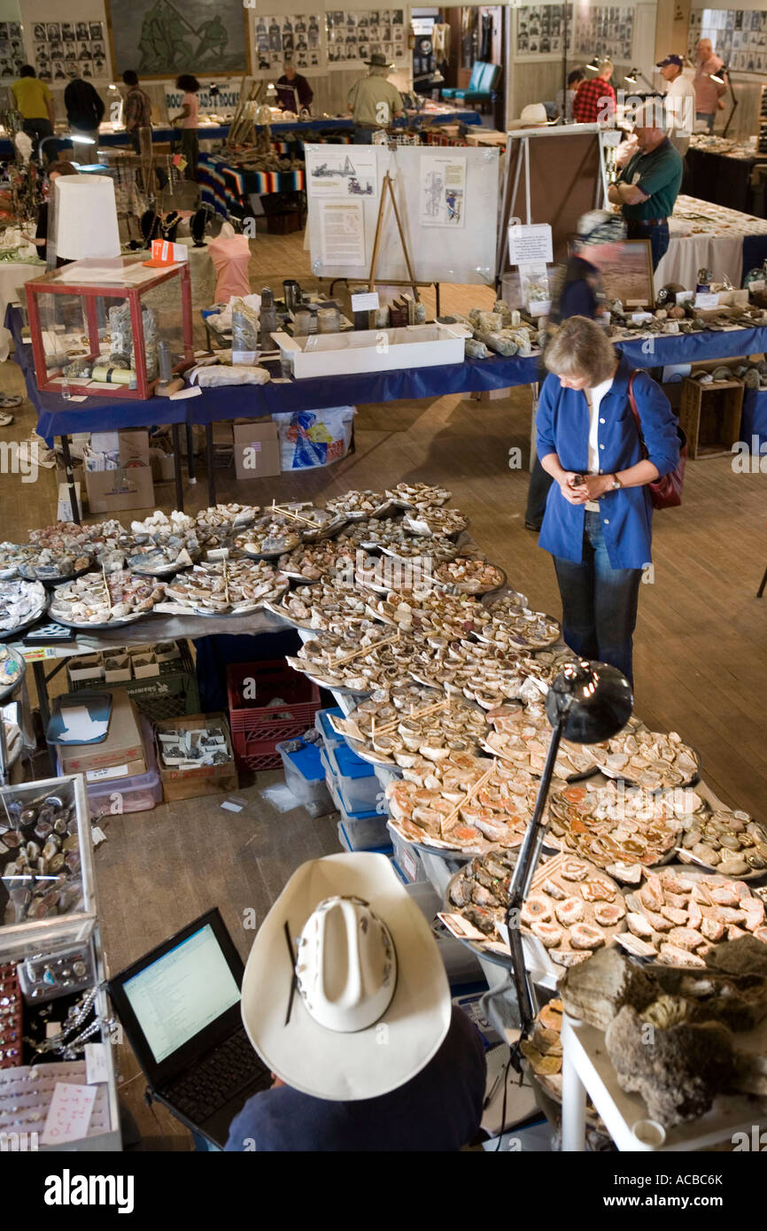 Geodes on display during a gems trade show held in Marfa Texas Stock ...