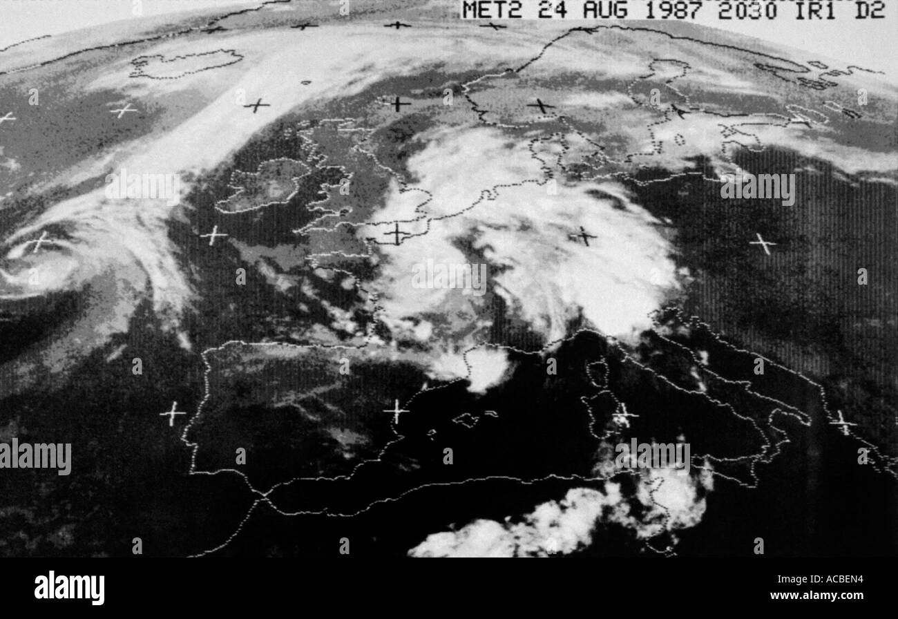 infrared satellite image of europe courtesy of meteoschweiz editorial use only Stock Photo