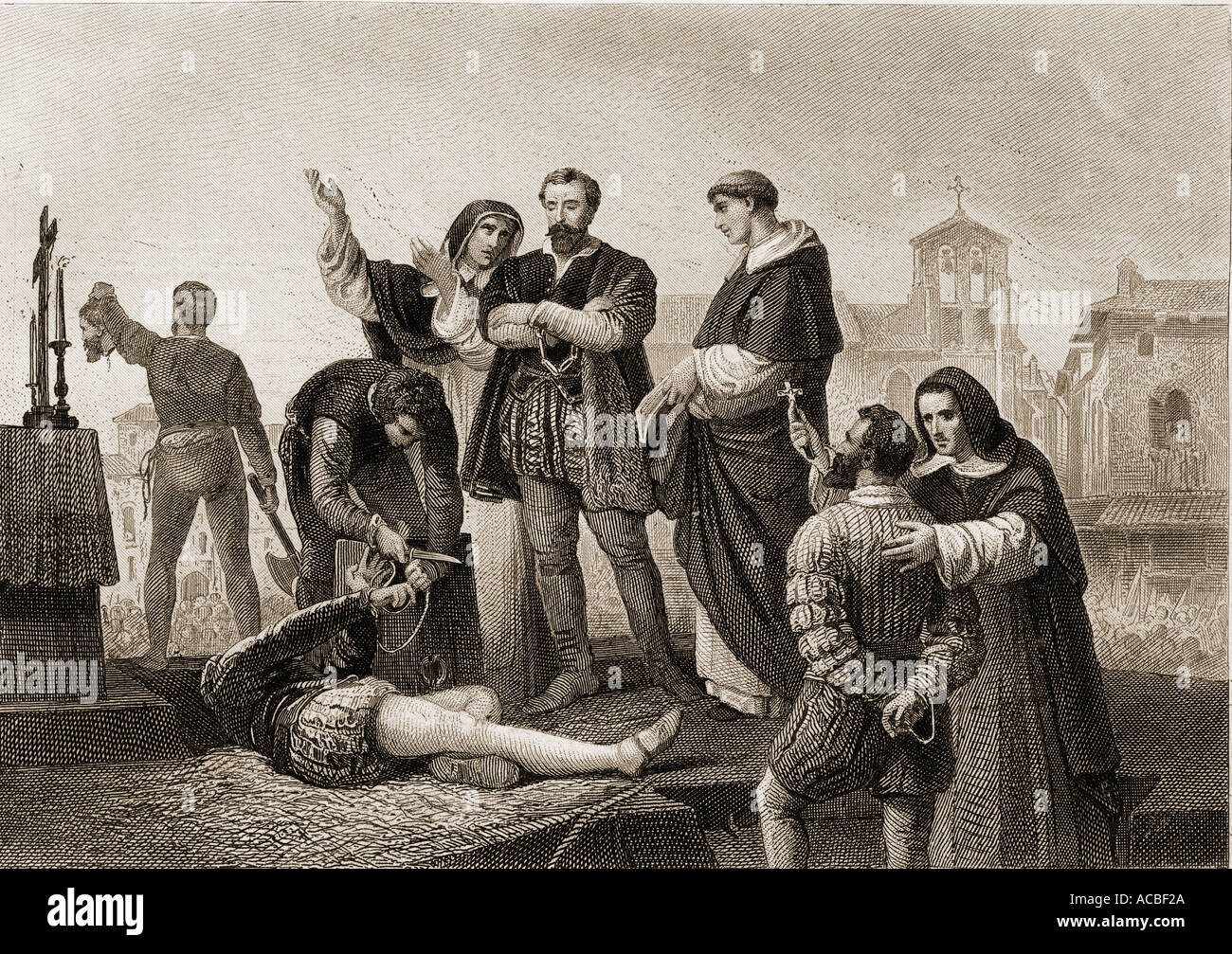 Execution of the comuneros of Castille, Villalar, Spain 24 April, 1521. Stock Photo