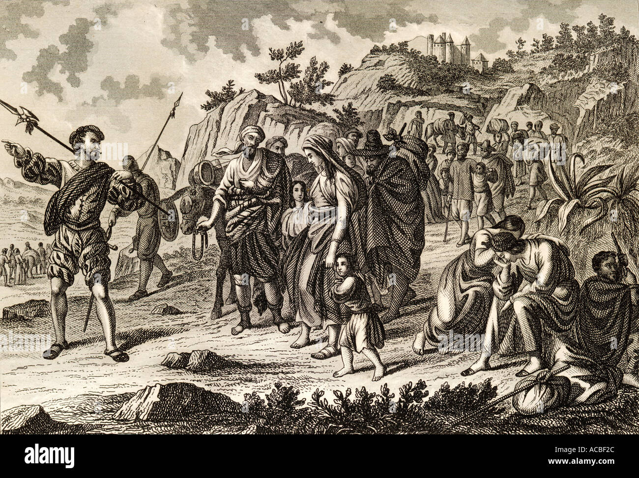 Expulsion of the Moors from Spain, decreed by King Philip III of Spain on April 9, 1609 Stock Photo
