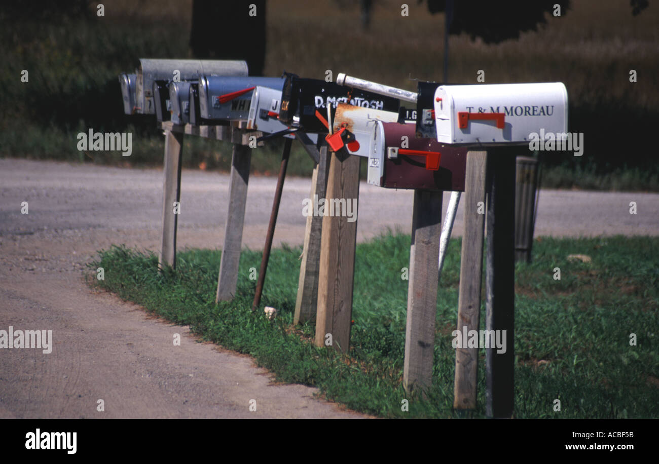 Mail boxes on road side in Ontario Canada Stock Photo Alamy