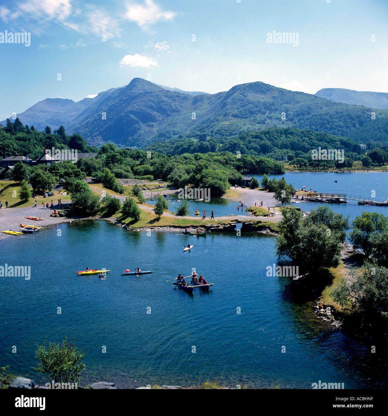 llyn padarn lake near village of llanberis snowdonia nationalpark ...