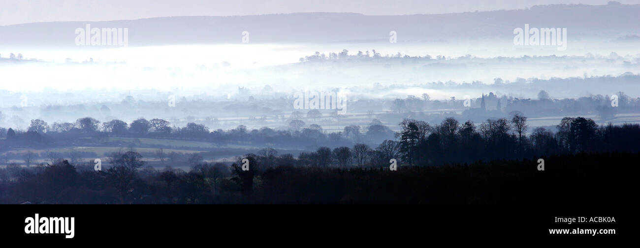 Mere and Zeals in Wiltshire, England, in the morning mist one January day. Stock Photo