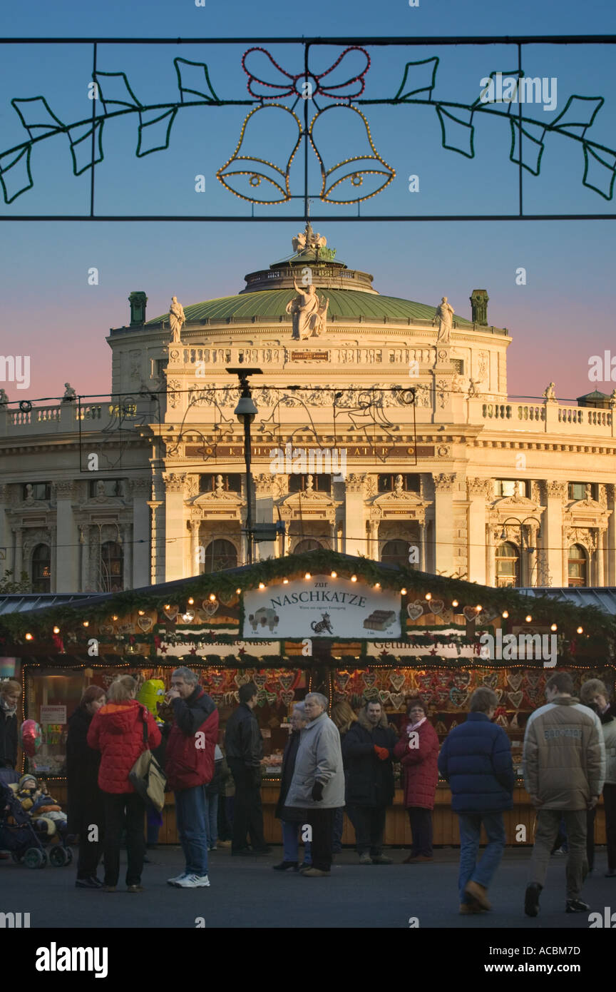 The Rathaus Christmas Market with the Burgtheater in the background,  Vienna Stock Photo