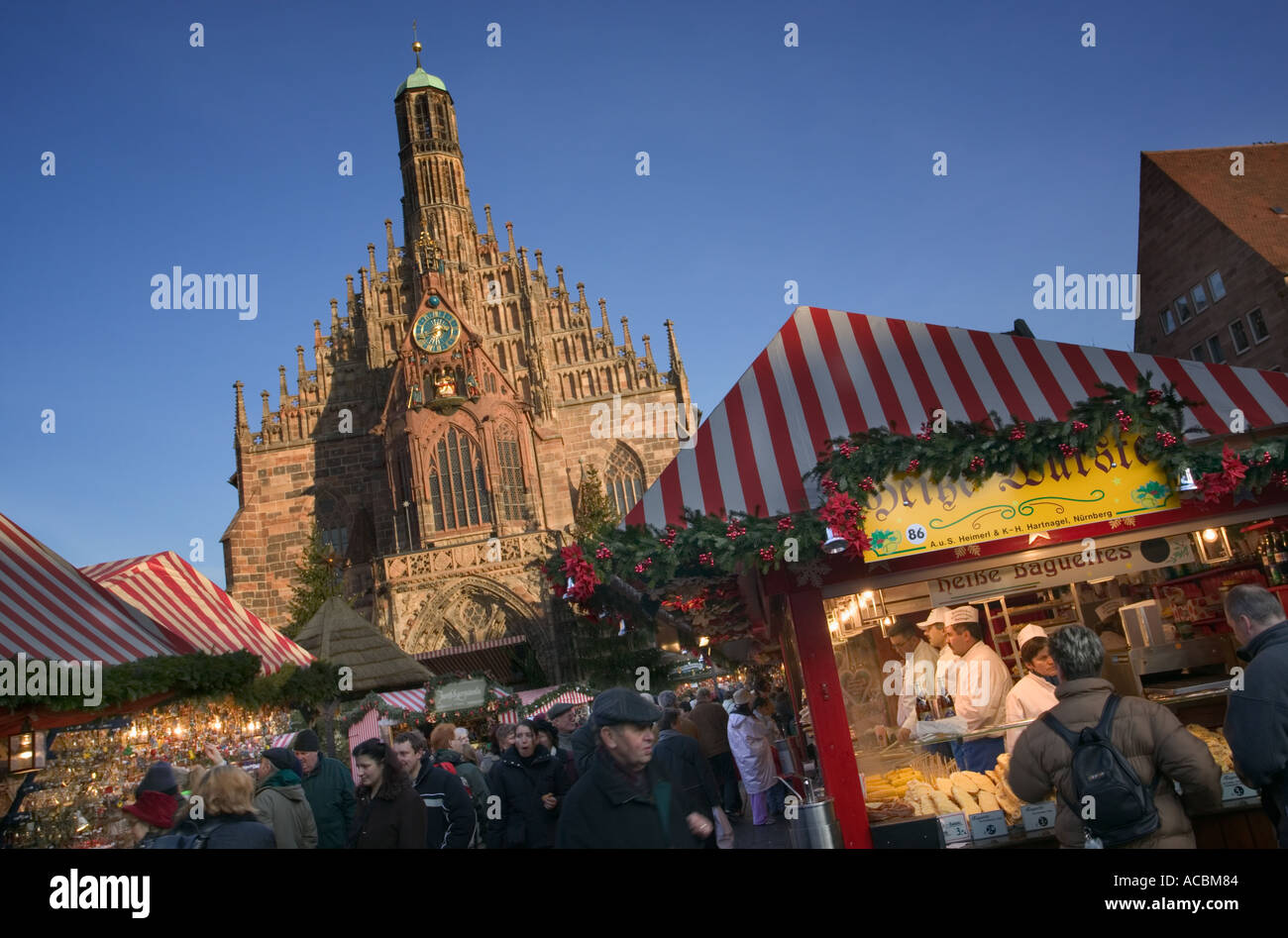 The Christmas Market in Hauptmarkt, Nuremberg. Stock Photo