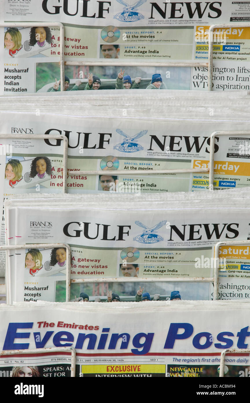 English language newspapers in Dubai. Stock Photo