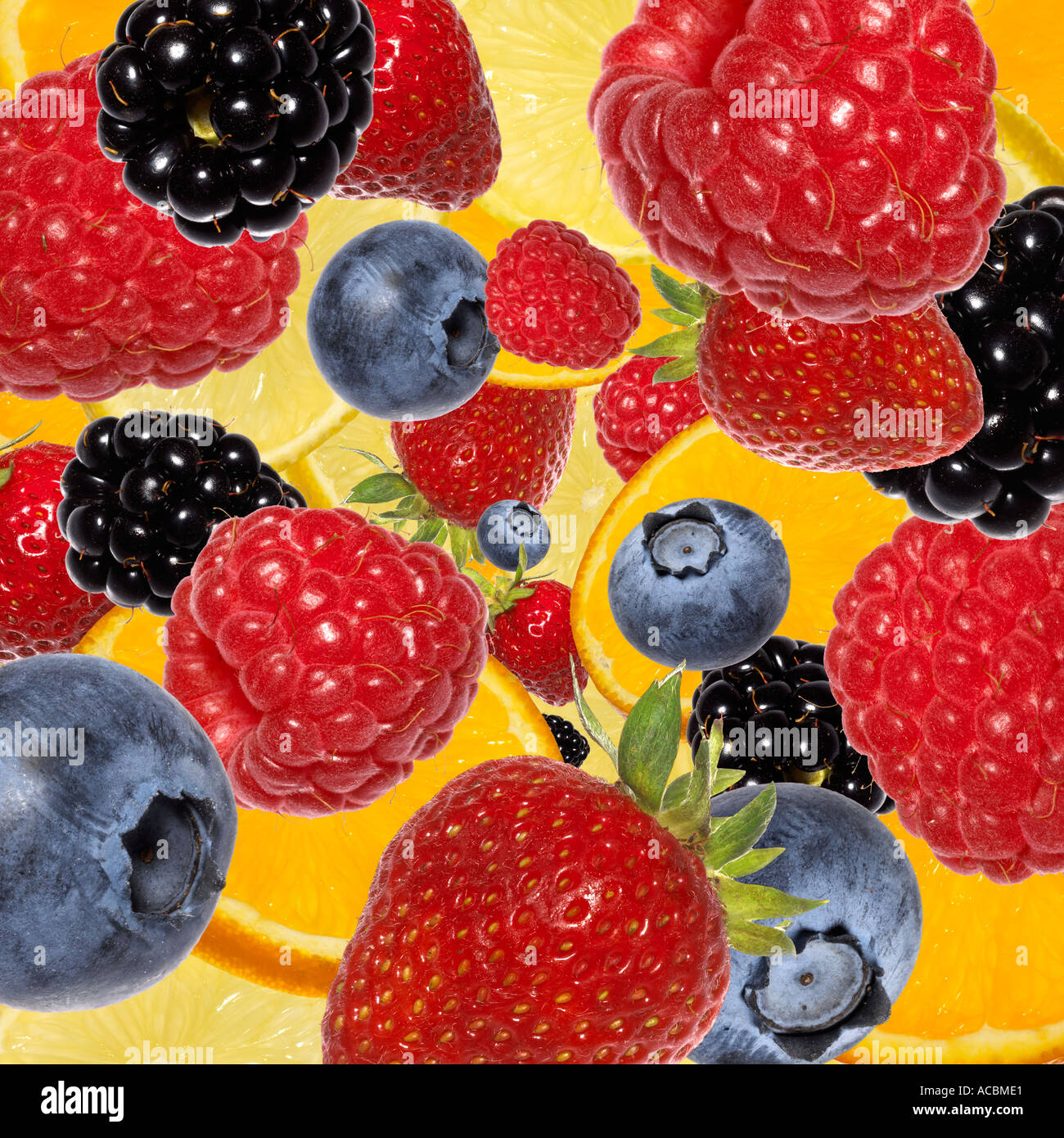 Lots of fresh summer fruits tumbling Stock Photo
