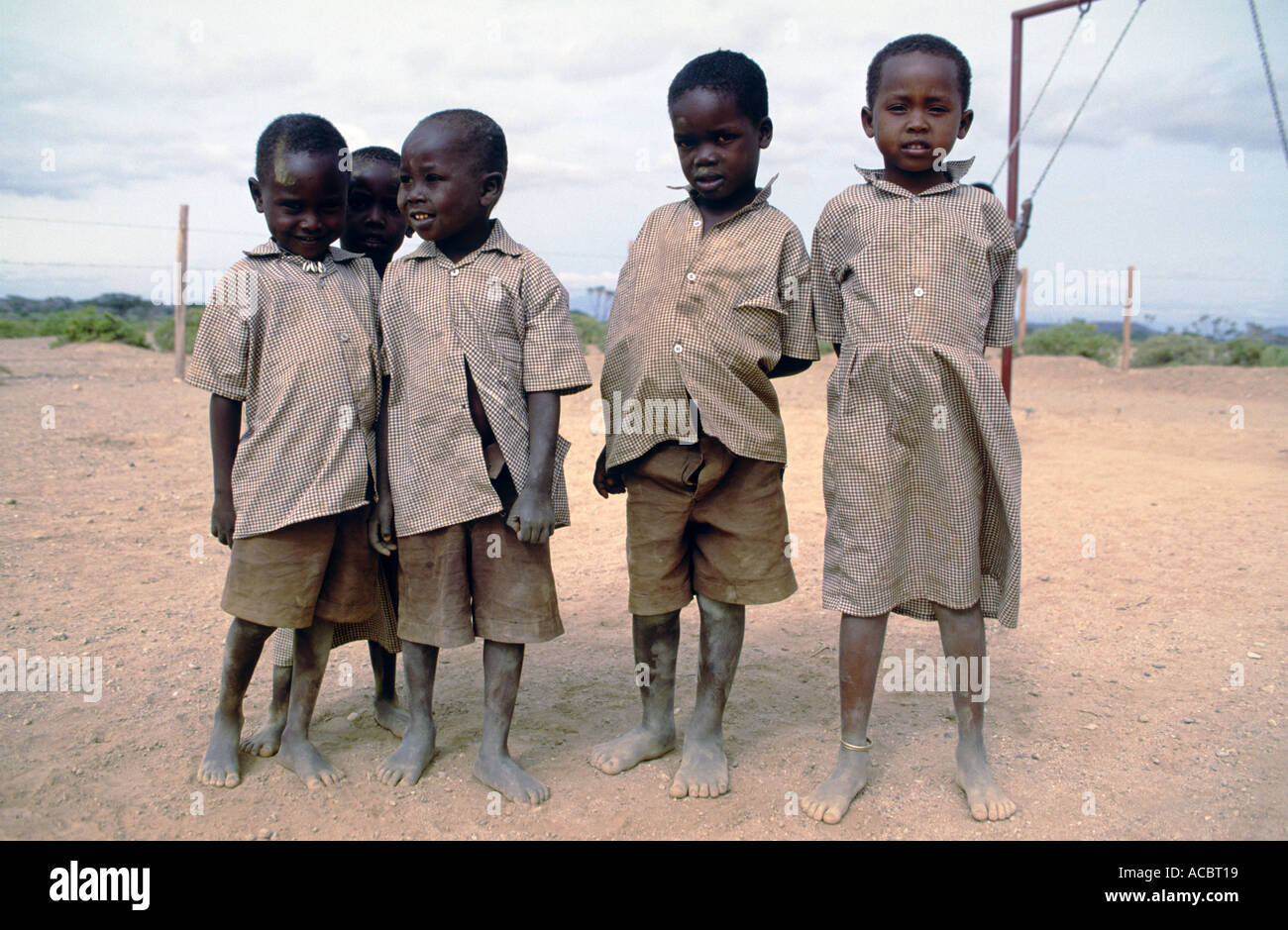 African children in school uniform Samburu Kenya East Africa Stock