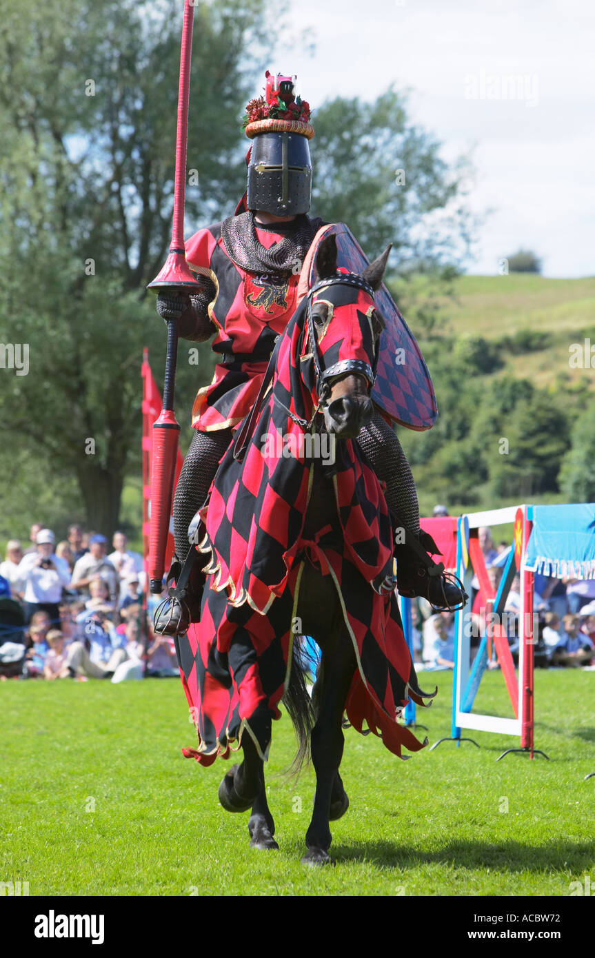Mounted Knight with lance at an historical re enactment of a jousting