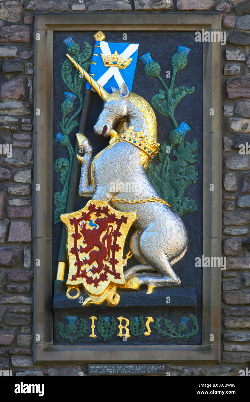 Unicorn. Heraldry in Abbey Strand, Holyrood Palace, Edinburgh, Scotland