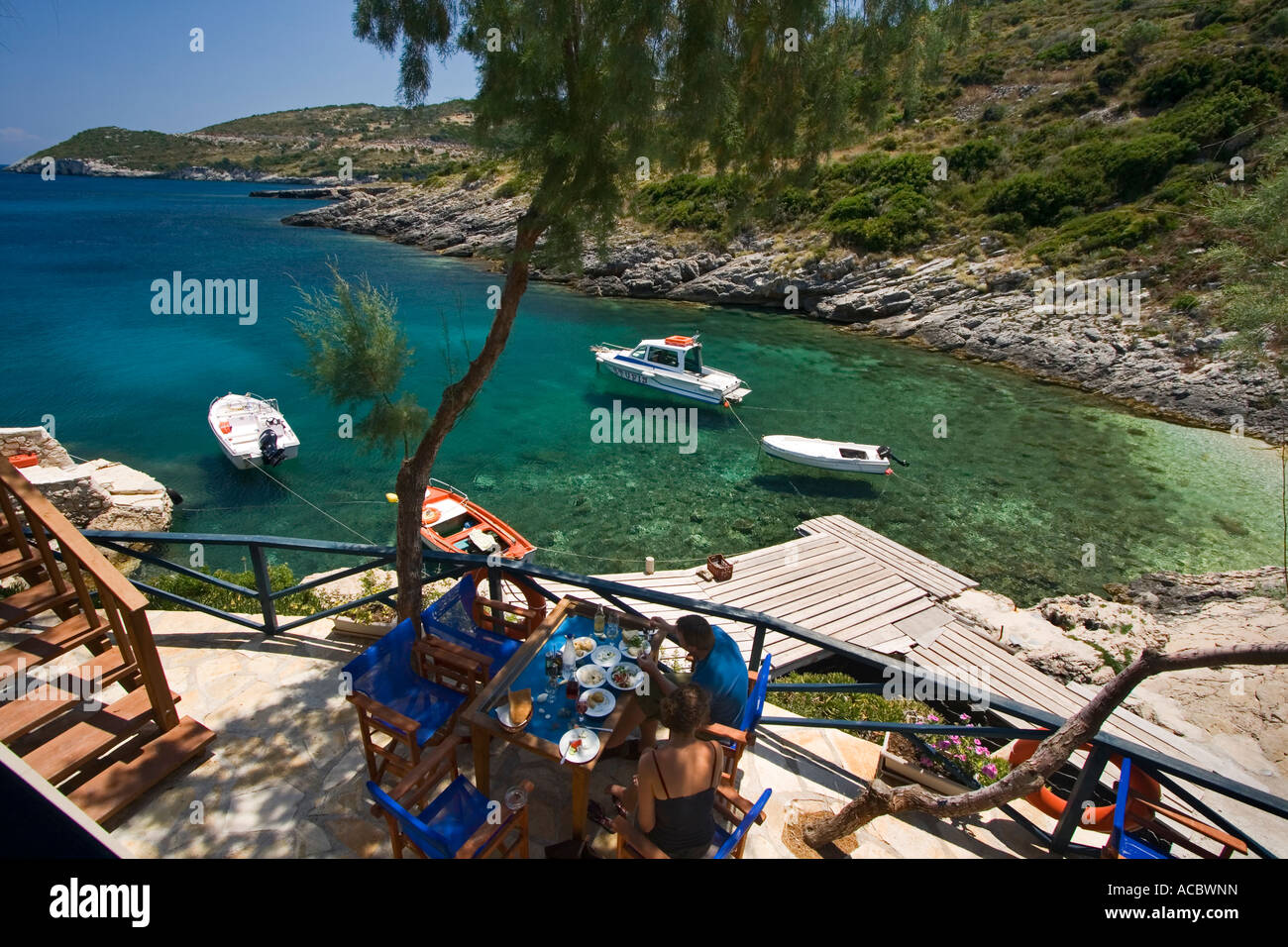 Greece Zakynthos Island Agios Stefanos Taverne Stock Photo - Alamy