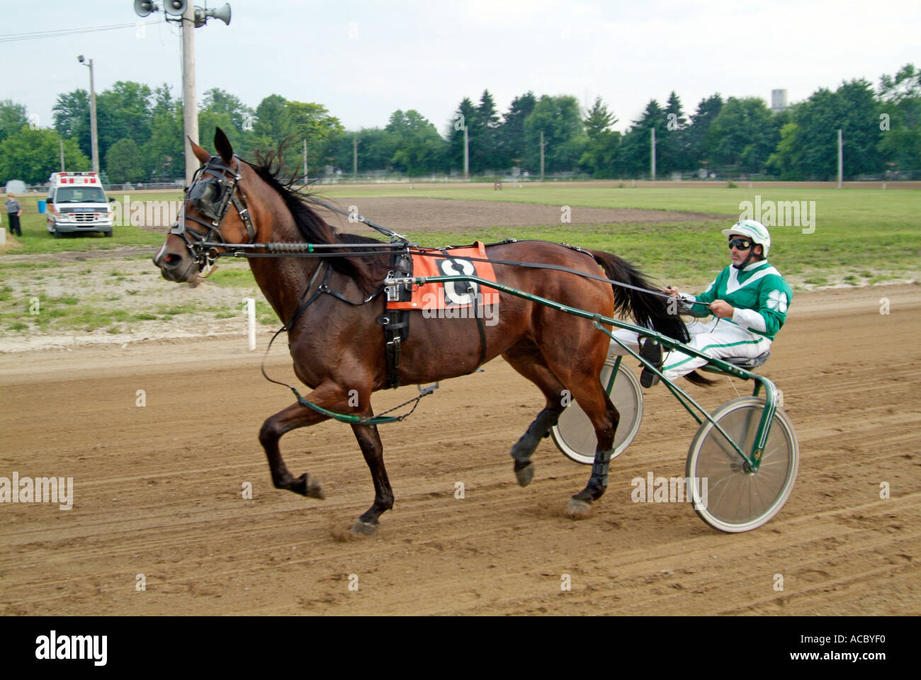 Harness trotter horse racing event held at Croswell Michigan Stock Photo Alamy