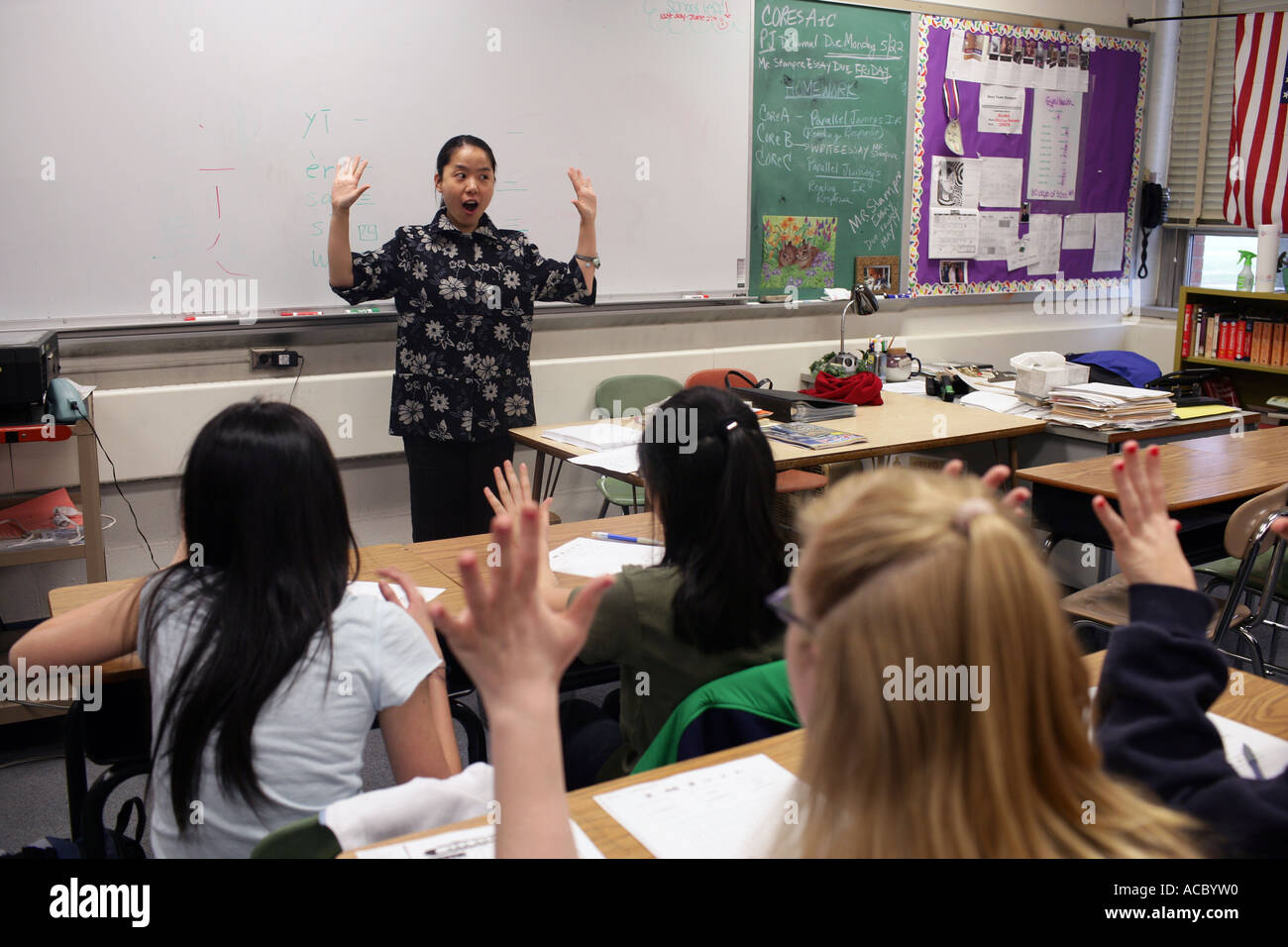 Children learn Mandarin Chinese in a Connecticut Middle School USA