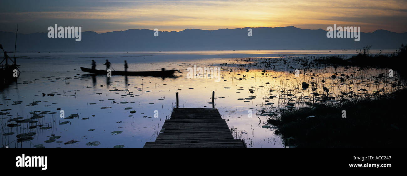 Pier at Inle Burma Stock Photo