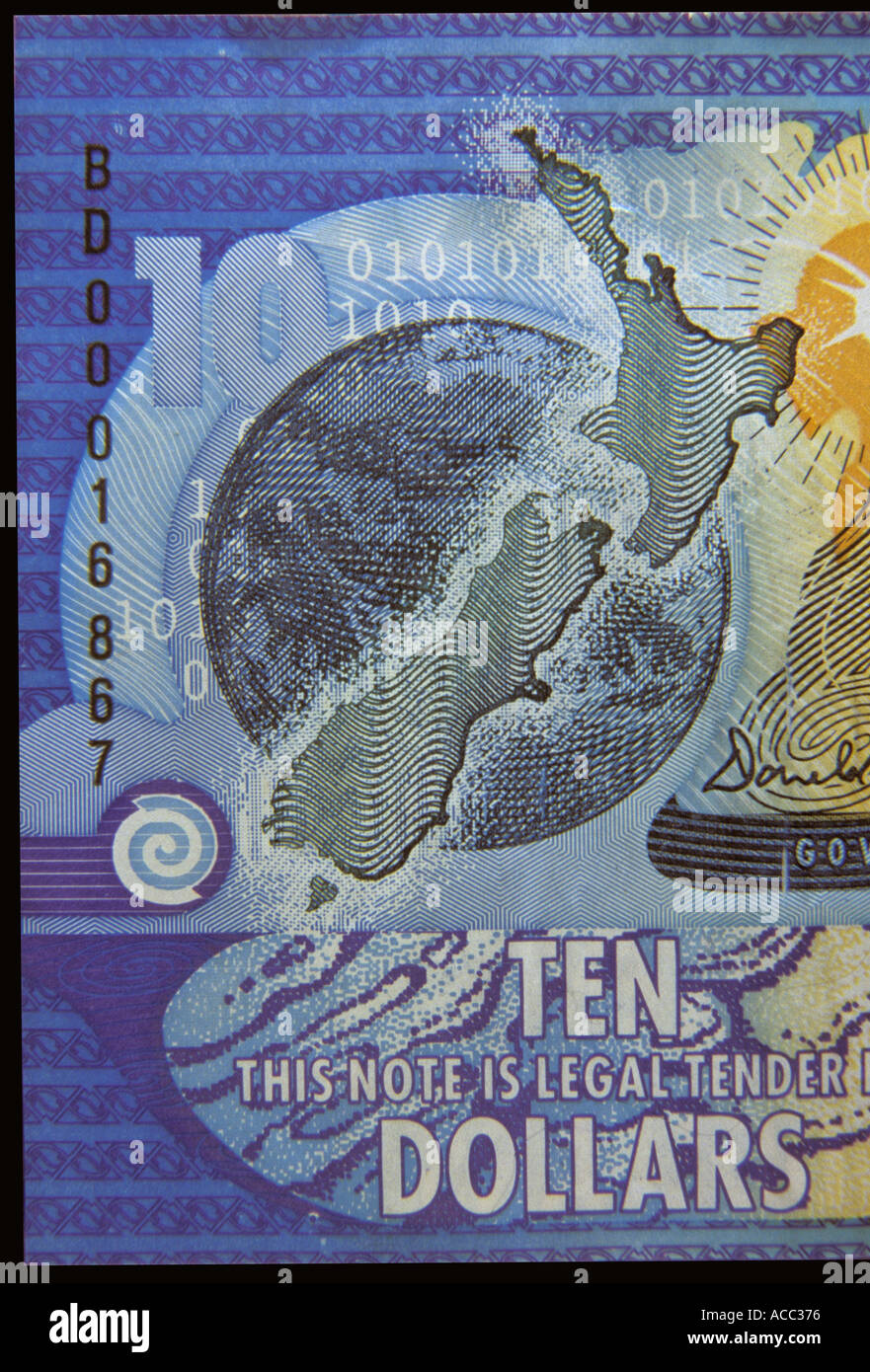 New Zealand Currency Milennium 10 ten dollar bill note Stock Photo