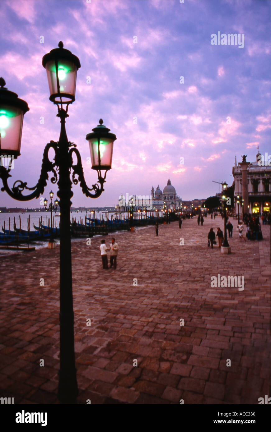 Venetian lampost in venice italy outside of Doges palace Stock Photo