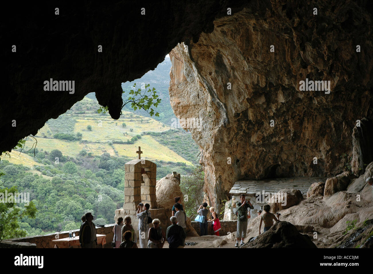 Agia Sophia cave in the gorge of Topolia on island of Crete, Greece Stock Photo