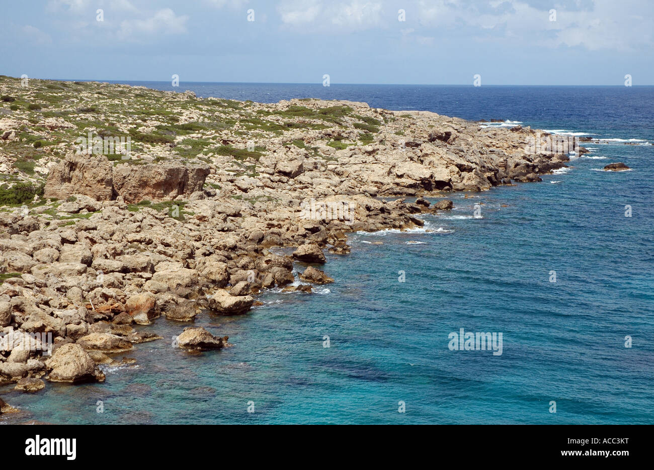 Mediterranean Sea seascape seen from the monastery of Chrysoskalitissa on western coats of Crete island in Greece Stock Photo