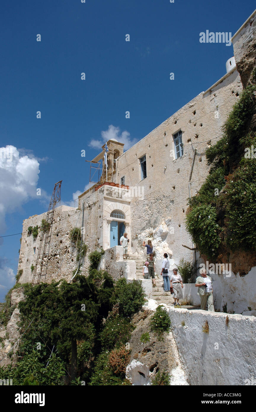 The monastery of Chrysoskalitissa on western coats of Crete island in Greece Stock Photo