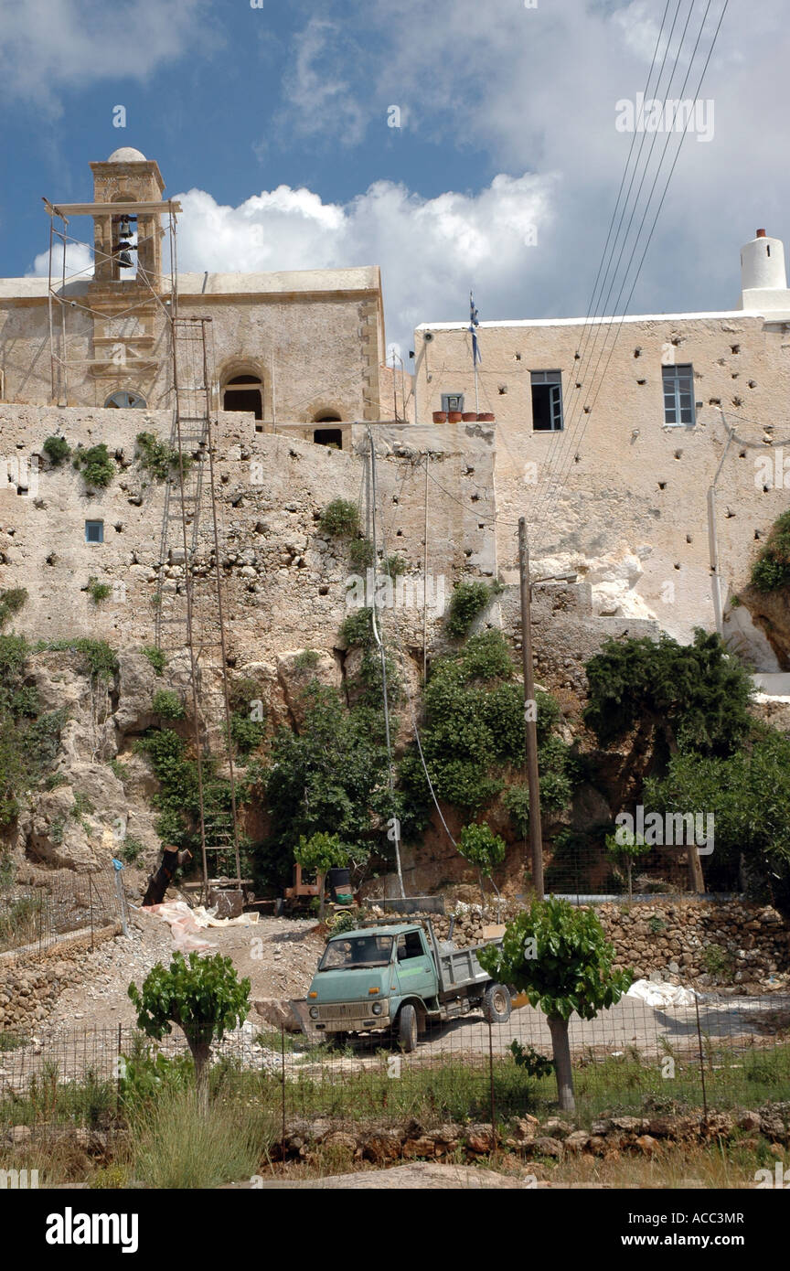 The monastery of Chrysoskalitissa on western coats of Crete island in Greece Stock Photo