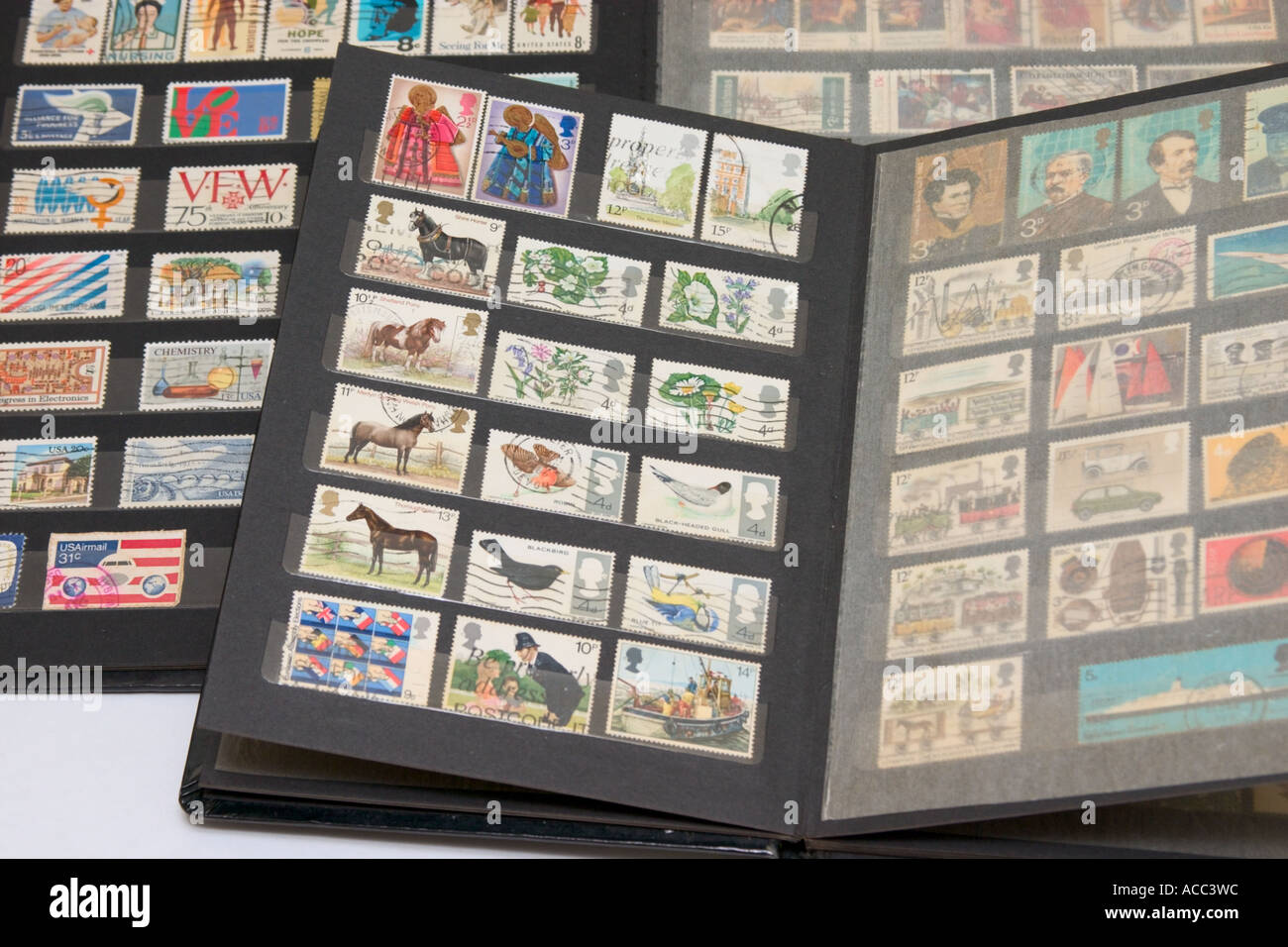 stamp album collection Stock Photo