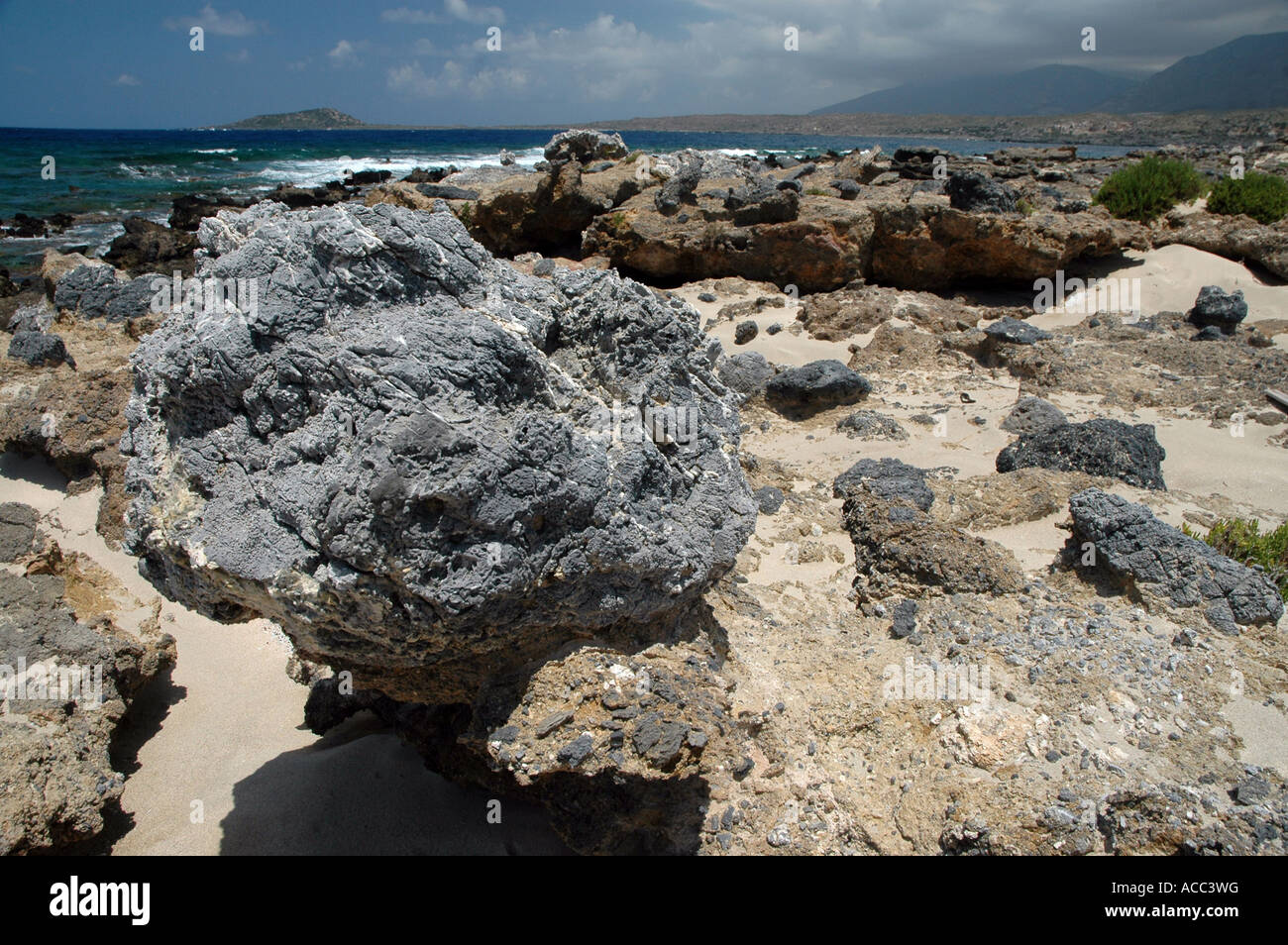 Rocks on small island Elafonissi near southeast tip of greek island of ...