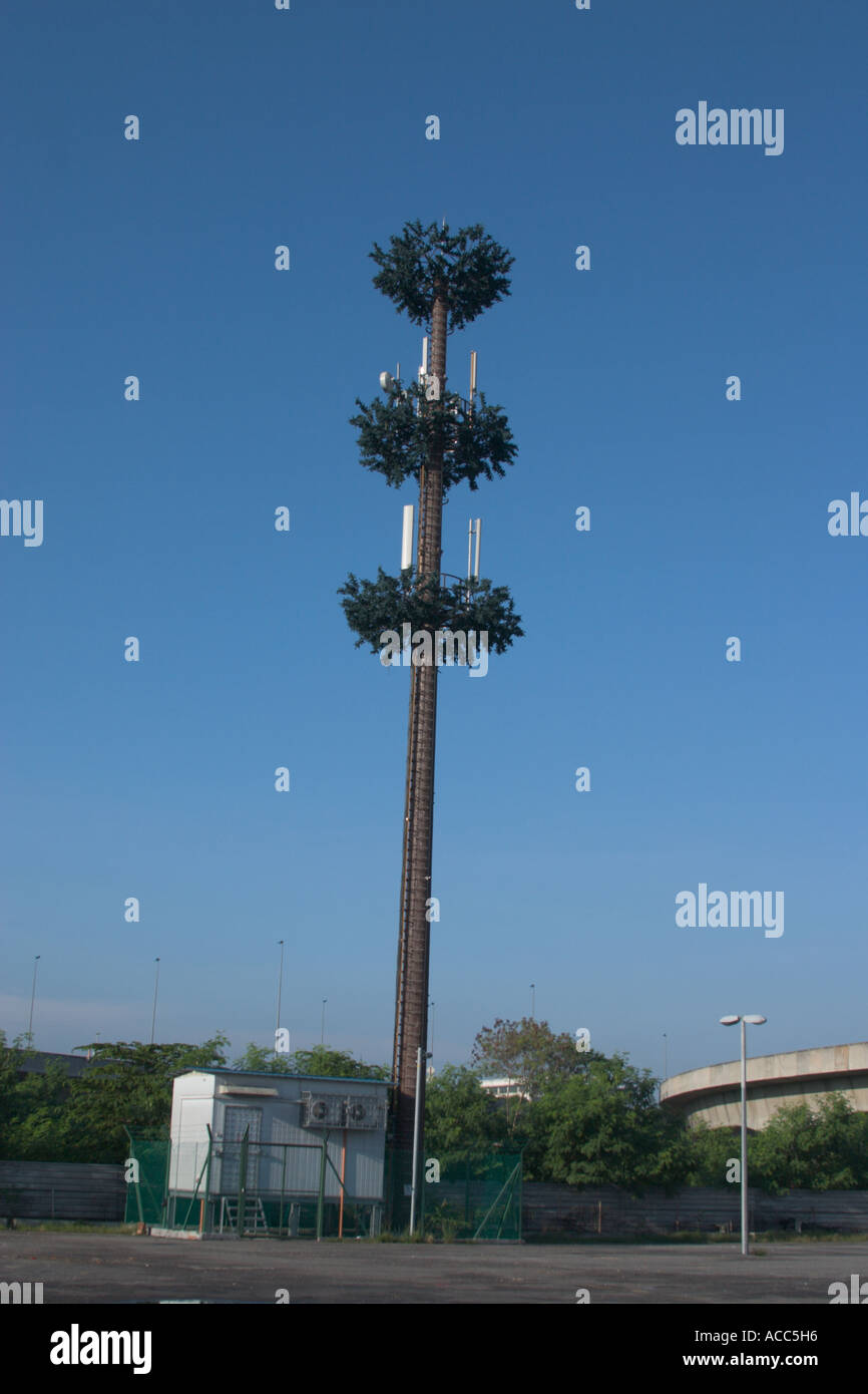 mobile phone antenna tower shaped like a tree Stock Photo Alamy