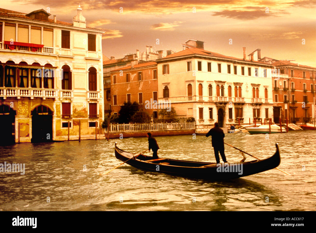Gondola on grand canal in venice italy Stock Photo - Alamy
