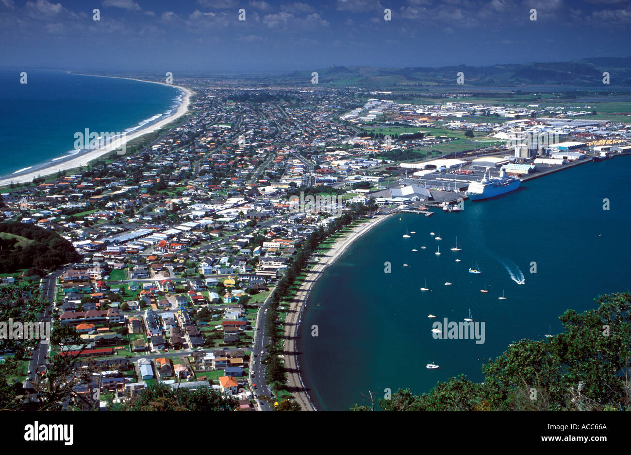 Bay of Plenty view from the top of Mount Maunganui near Tauranga New ...