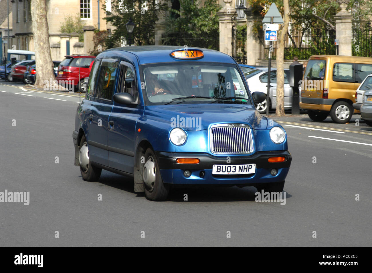 Traditional London taxi hackney cab in St Giles street Oxford England
