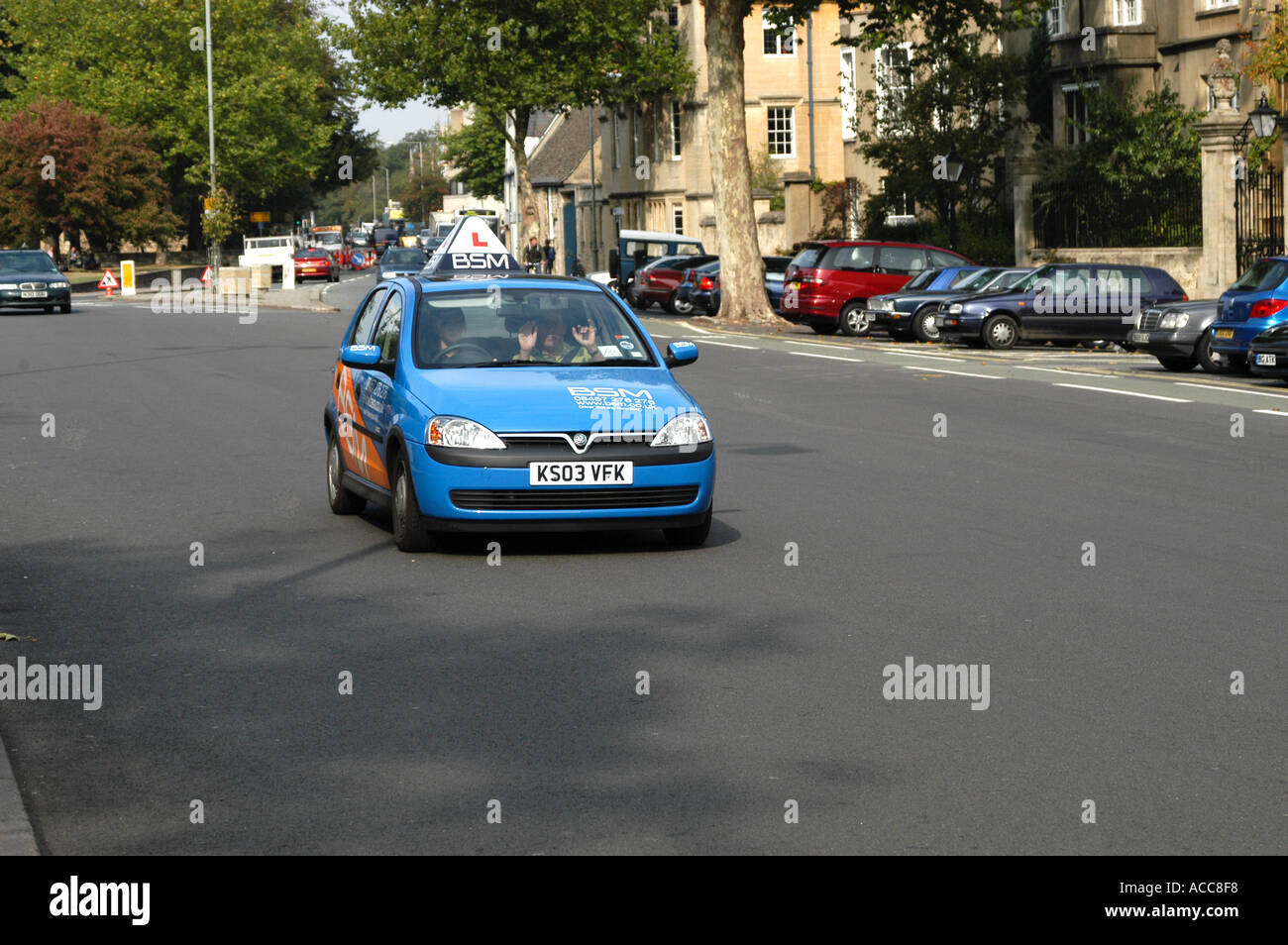 Driving school car in St Giles street Oxford England  Stock Photo