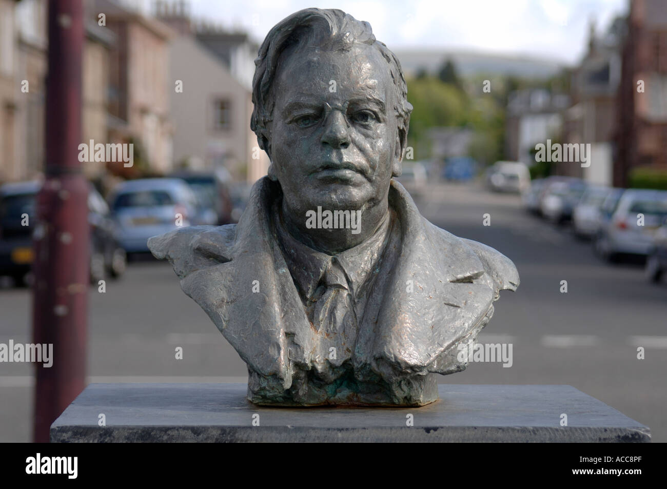 Bust of John Logie Baird inventor of television on the seafront at ...