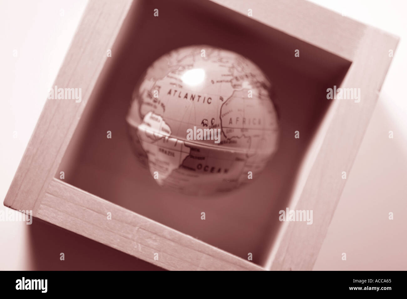 Globe in Wooden Box Stock Photo