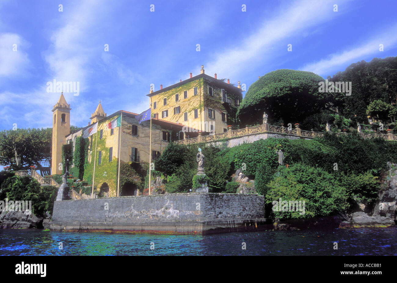 The Villa Del Balbianello beside Lake Como Italy Stock Photo