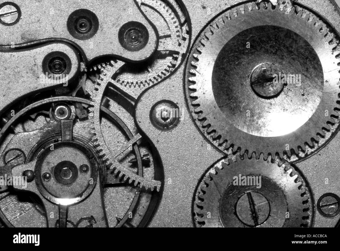 Clockwork watch movement Stock Photo Alamy