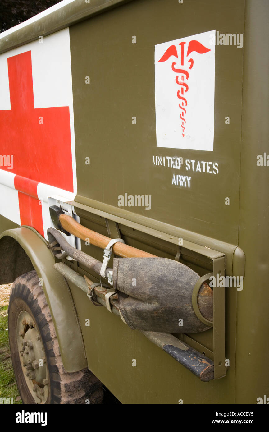 Spade and axe on World War 2 US military ambulance Stock Photo - Alamy