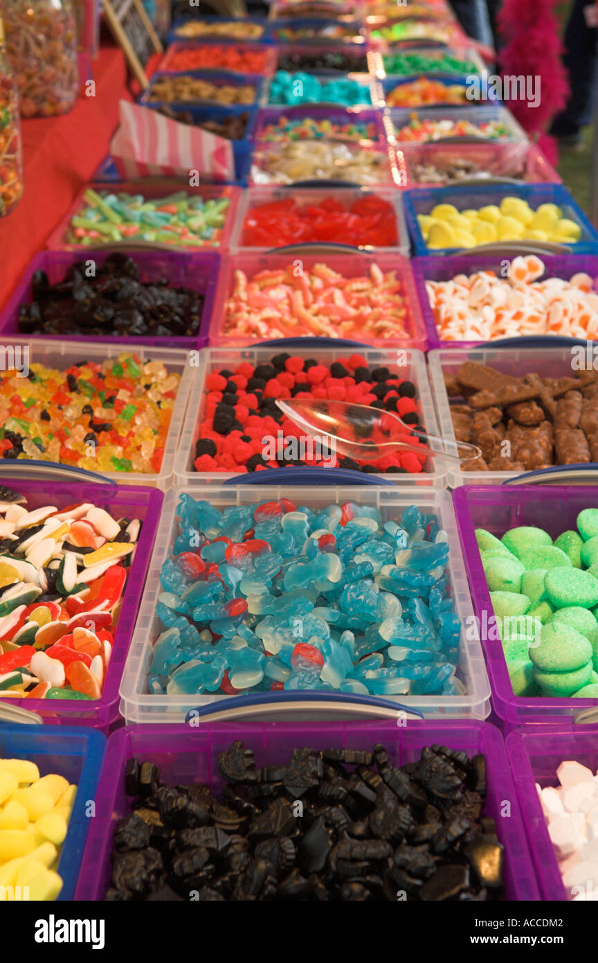 Stall selling a variety of French sweets and candies Bath England Stock
