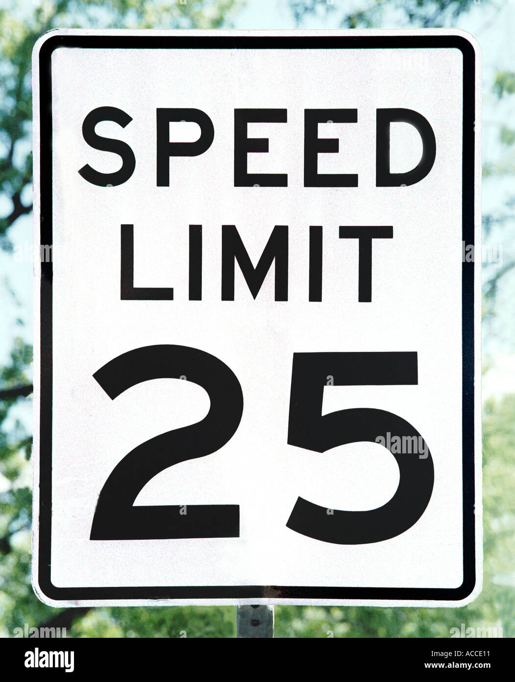 White and black Speed limit sign Stock Photo