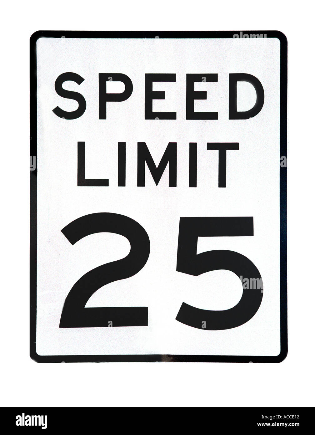 White and black Speed limit sign Stock Photo