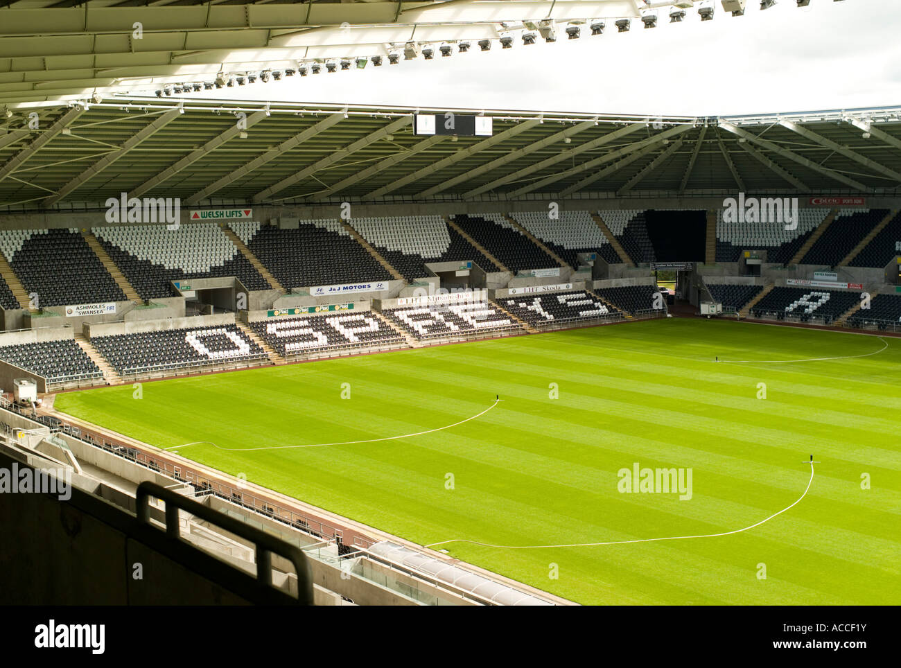 Liberty Stadium Swansea home of the Ospreys Rugby Union team - empty of people - Wales UK Stock Photo