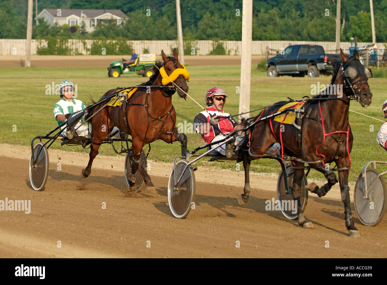Harness trotter horse racing event held at Croswell Michigan Stock Photo Alamy