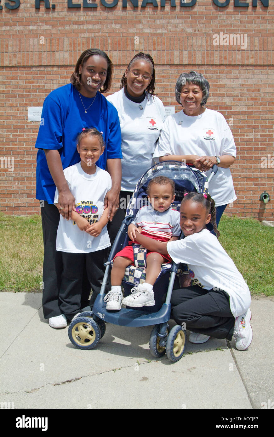 3 generation African American black family pose for picture Stock Photo ...